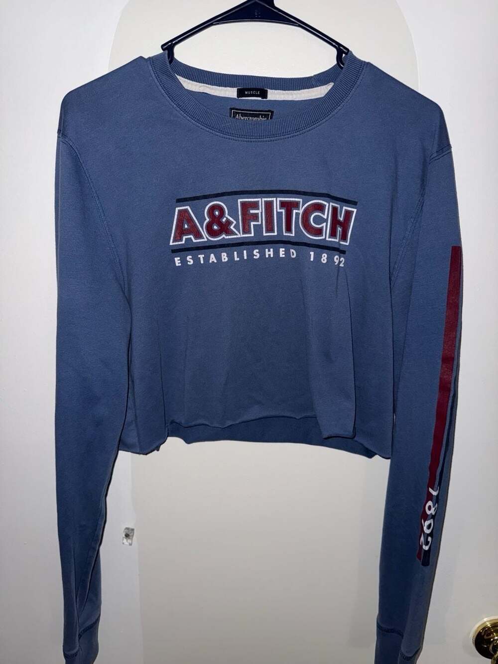 Abercrombie & Fitch Muscle Logo Crop Sweatshirt Size L